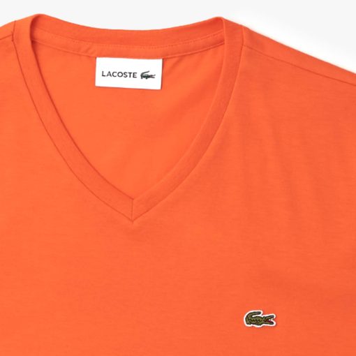 Lacoste Sweaters & Sweatshirts-Mens Lightweight Pima Cotton V-Neck T-Shirt-TH6710-51-lacoste near me - Image 2