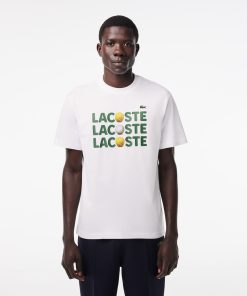 Lacoste T-Mens Heavy Cotton Ball Print T-Shirt-TH7370-51-lacoste near me