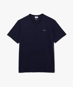 Lacoste T-Mens Big Fit V-Neck Pima T-Shirt-TH7508-51-lacoste us 2