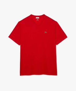 Lacoste T-Mens Big Fit V-Neck Pima T-Shirt-TH7508-51-lacosta 2