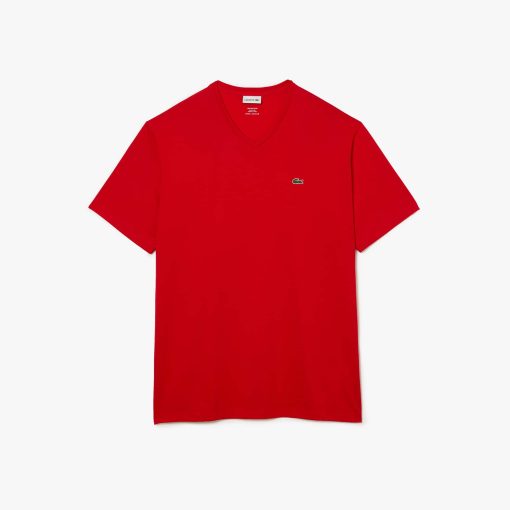 Lacoste T-Mens Big Fit V-Neck Pima T-Shirt-TH7508-51-lacosta - Image 2