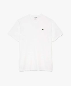 Lacoste T-Men’s Tall Fit Ribbed V-Neck Cotton T-Shirt-TH7512-51-lacosta 2