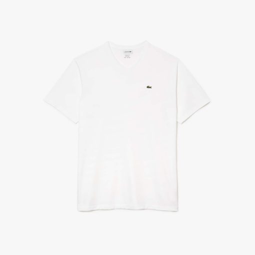 Lacoste T-Men’s Tall Fit Ribbed V-Neck Cotton T-Shirt-TH7512-51-lacosta - Image 2