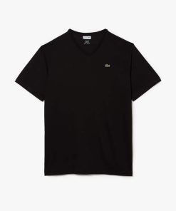 Lacoste T-Men’s Tall Fit Ribbed V-Neck Cotton T-Shirt-TH7512-51-lacoste store near me 2