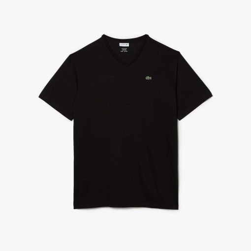 Lacoste T-Men’s Tall Fit Ribbed V-Neck Cotton T-Shirt-TH7512-51-lacoste store near me - Image 2