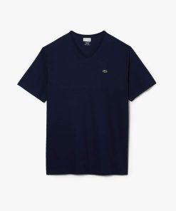 Lacoste T-Men’s Tall Fit Ribbed V-Neck Cotton T-Shirt-TH7512-51-lacoste store near me 2