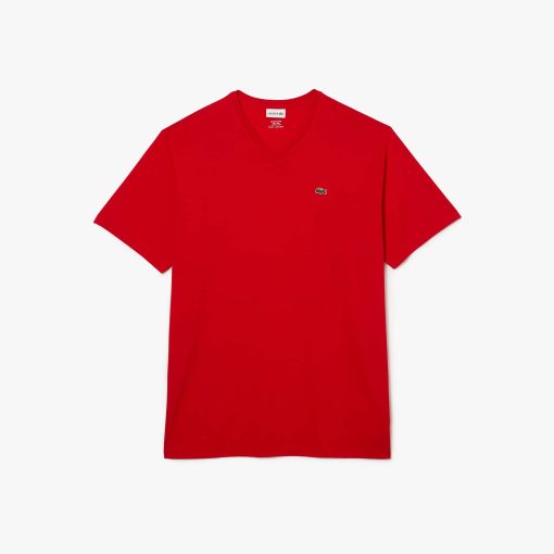 Lacoste T-Men’s Tall Fit Ribbed V-Neck Cotton T-Shirt-TH7512-51-lacoste outlet - Image 2