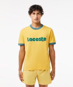 Lacoste T-Mens Contrast Accent Printed T-Shirt-TH7531-51-lacoste sale