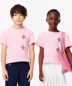 Lacoste T-Kids Argyle Print Cotton T-Shirt-TJ2443-51-lacoste us