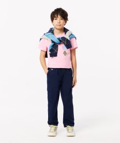 Lacoste T-Kids Argyle Print Cotton T-Shirt-TJ2443-51-lacoste cardigan 2