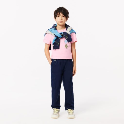 Lacoste T-Kids Argyle Print Cotton T-Shirt-TJ2443-51-lacoste cardigan - Image 2