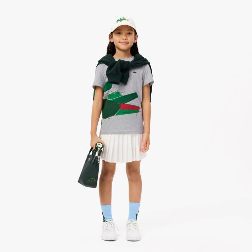 Lacoste T-Kids Crocodile Graphic Cotton T-Shirt-TJ2578-51-lacoste outlet - Image 2