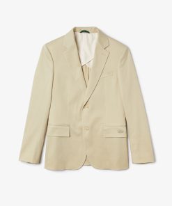 Lacoste Jackets & Coats-Mens Cotton And Linen Blend Pleated Blazer-VH2605-51-lacoste us 2