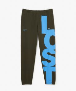 Lacoste Pants & Sweatpants-Mens Contrast Lettering Cotton Sweatpants-XH0220-51-locoste 2