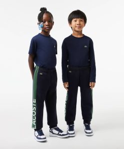 Lacoste Pants & Shorts-Kids Printed Fleece Sweatpants-XJ5327-51-lacoste cardigan